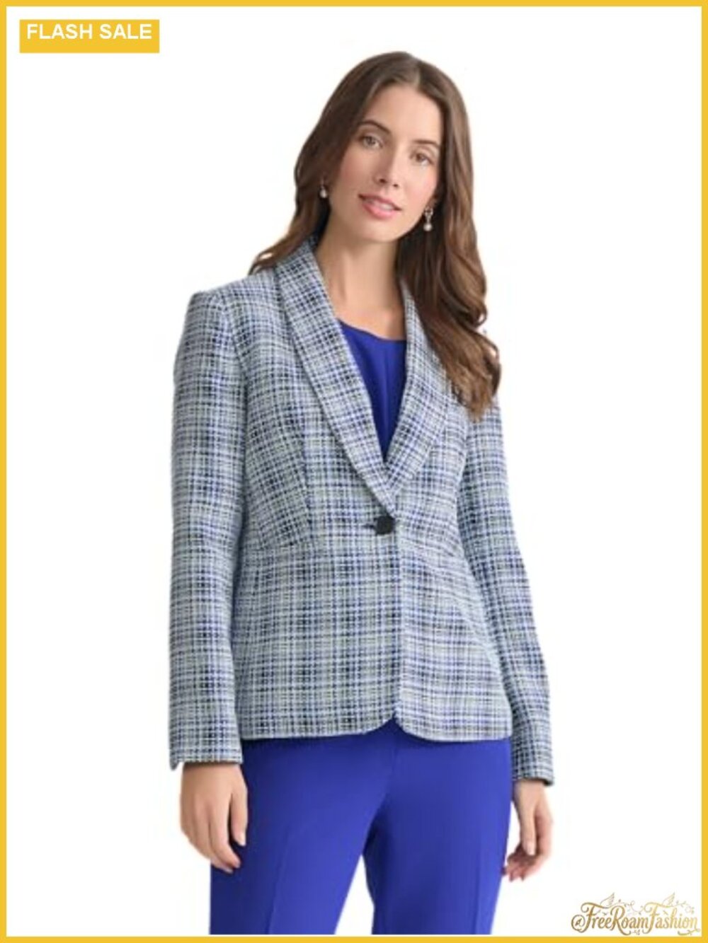 Shawl Collar Tweed One-Button Blazer Women's Business Casual
